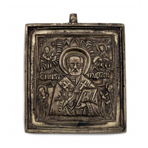 Orthodox Bronze Icon, Nikolai Ugodnik - St. Nicholas/Pravoslavná bronzová ikona, Nikolaj Ugodnik - svatý Mikuláš