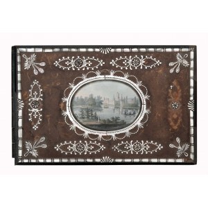 The wooden cover of the carnet de bal, bal book, card case or note book/Dřevěné desky