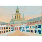 Nikifor Krynicki (Epifaniusz Drowniak, 1895-1968), Landscape with Orthodox Church, 1960s.