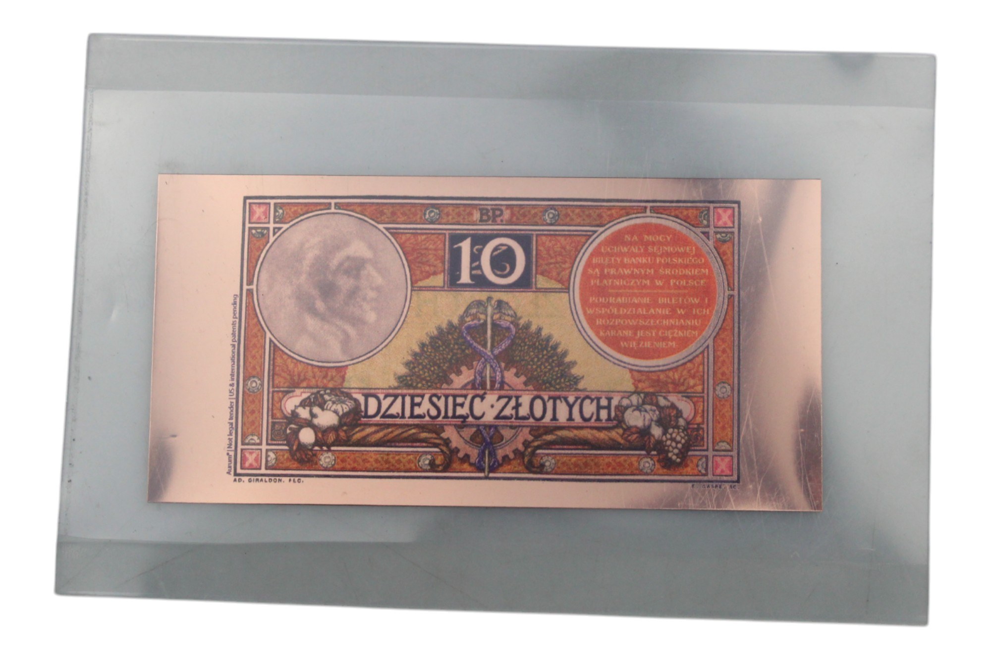 Najpiękniejsze Polskie Banknoty w czystym złocie - Tadeusz kośiuszko