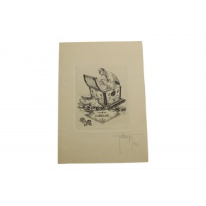 Exlibris - K. Dabolins , podpisany 1933 r.