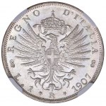 Vittorio Emanuele III (1900-1946) Lira 1907 - Nomi…