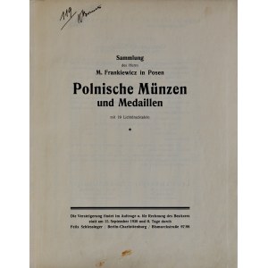 Frankiewicz, Katalog aukcyjny zbioru polskich monet i medali, Berlin 1930.