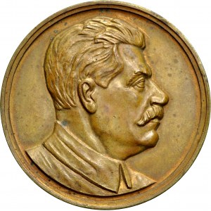 Medal jednostronny autorstwa S. R. Koźbielewskiego, poświęcony Józefowi Stalinowi.