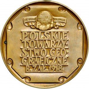  Medal niedatowany z 1964 roku autorstwa W. Kowalika, wybity ku czci Polskiego Towarzystwa Geograficznego.