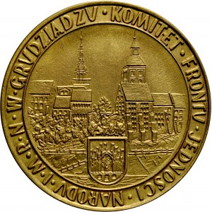 Medal odlewany z 1965 roku wybity z okazji IX w. Grudziądza.