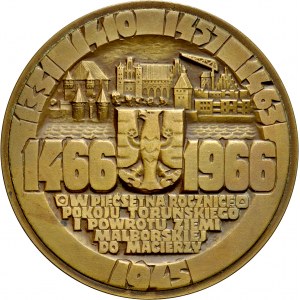 Medal autorstwa Tołkina z 1966 roku, wybity w Mennicy Państwowej z okazji 500-lecia podpisania Pokoju Toruńskiego.