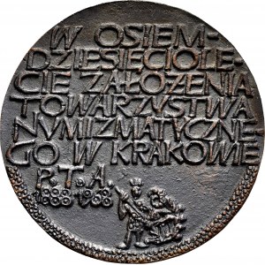 Medal odlewany sygnowany Korski z 1968 roku, poświęcony 80-leciu założenia Towarzystwa Numizmatycznego w Krakowie.