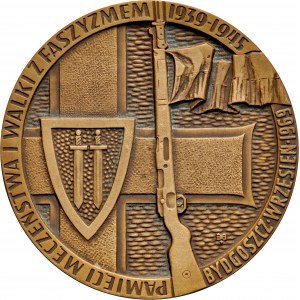 Medal projektu E. Gorola z 1969 roku, poświecony pamięci męczeństwa i walki z faszyzmem 1939-1945.