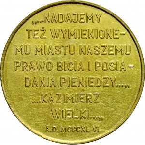 Medal pamiątkowy wybity w 1974 roku z inspiracji numizmatyków bydgoskich z okazji 600-lecia nadania przywileju menniczego.