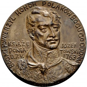 Medal autorstwa Konstantego Laszczki z 1913 r., wybity na 100. rocznicę śmierci księcia Józefa Poniatowskiego.