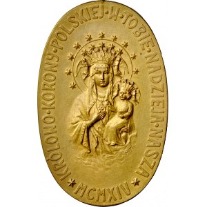 Medal owalny z Matką Boską wybity dla upamiętnienia akcji niepodległościowej w Krakowie w 1914 r.