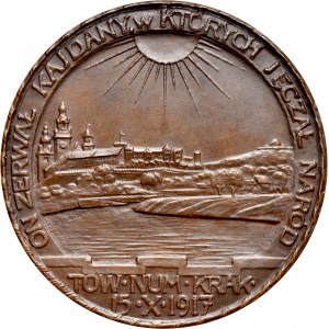 Medal autorstwa Jana Wysockiego z 1917 roku, wybity w setna rocznicę śmierci Tadeusza Kościuszki.
