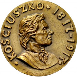 Medal sygnowany K. Żmigrodzki z 1917 roku, wybity w stulecie śmierci Tadeusza Kościuszki, RR.