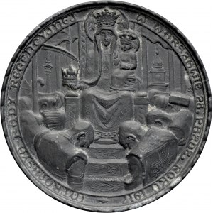 Medal autorstwa Jana Raszki z 1917 roku poświecony Intromisji Rady Regencyjnej w Warszawie.