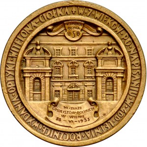 Medal autorstwa Stefana Rufina Koźbielewskiego z 1935 roku wybity na pamiątkę VI Zjazd Okulistów Polskich w Wilnie.