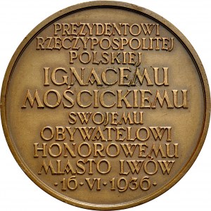 Medal autorstwa Rudolfa Mękickiego z 1936 roku poświęcony prezydentowi RP, Ignacemu Mościckiemu.