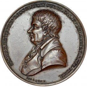 Medal 1817 autorstwa J. Lang’a, upamiętniający przekazanie na dobra publiczne biblioteki Ossolińskich we Lwowie.