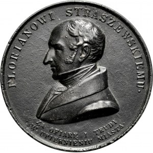 Medal 1838, autorstwa I D. Boehma, poświęcony Florianowi Straszewskiemu, burmistrzowi miasta Krakowa.