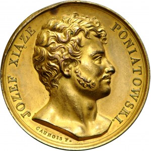 Medal autorstwa Franciszka Caunois wybity na pamiątkę śmierci księcia Józefa Poniatowskiego w 1813 roku.
