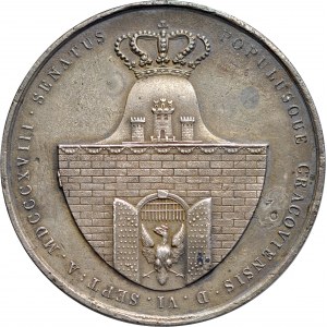 Medal autorstwa Ksawerego Stuckhart’a z 1818 roku, poświęcony trzem komisarzom tworzącym po Kongresie Wiedeńskiem Wolne Miasto Kraków.