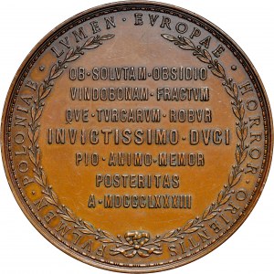 Medal wybity w 1883 roku na pamiątkę 200-lecia Odsieczy Wiedeńskiej.