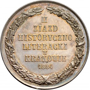 Medal wybity nakładem M Kurnatowskiego w 1884 z okazji II Zjazdu Historyczno-Literackiego w Krakowie.
