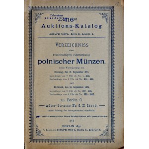 Weyl, Katalog aukcyjny zbioru polskich monet, Berlin 1891.