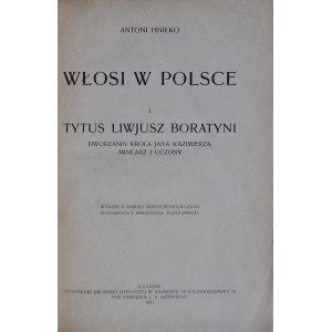 Hniłko A., Włosi w Polsce, Kraków 1922.