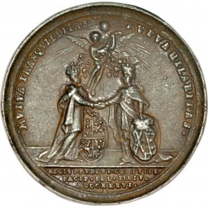 Medal autorstwa Wernera, wybity w 1736 roku dla uczczenia sejmu pacyfikacyjnego kończącego wojnę domową która wybuchła po elekcji Augusta III.