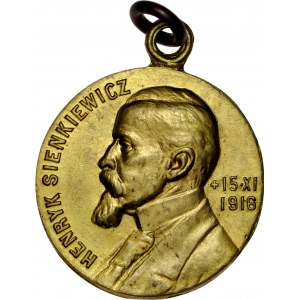 Medalik jednostronny z 1915 wybity z powodu śmierci Henryka Sienkiewicza.