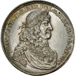 Jan II Kazimierz 1649-1668, Medal z 1660 roku, autorstwa Jana Hohena Młodszego, wybity w stylu gdańskich donatyw z okazji zawarcia Pokoju w Oliwie, RR.