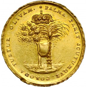 Jan III Sobieski 1674-1696, Medal autorstwa J. Hoehna, wybity w 1677 roku z okazji odwiedzin miasta przez parę królewska, RR.