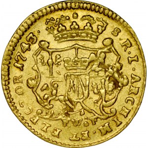 August III 1733-1763, 1/4 dukata 1743, Drezno.