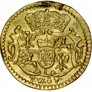 August III 1733-1763, ¼ dukata 1736, halerz w złocie.