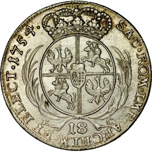 August III 1733-1763, 18 groszy 1754, Lipsk.