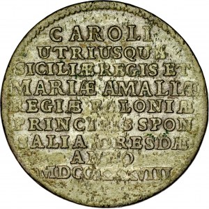 August III 1733-1763, Dwugrosz 1738, Drezno, wybity z okazji zaślubin Karola Sycylijskiego z królewną Maria Amalia.