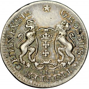 August III 1733-1763, Trojak 1755, Gdańsk, odbitka w czystym srebrze, RR.