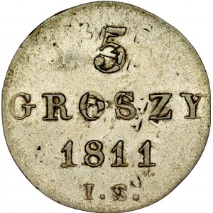 Księstwo Warszawskie, 5 groszy 1811 IS, Warszawa.