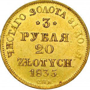 Zabór Rosyjski, 3 ruble 20 złotych 1835, St. Petersburg.