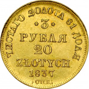 Zabór Rosyjski, 3 ruble 20 złotych 1837, St. Petersburg.