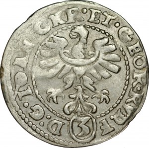 Śląsk, Księstwo Legnicko-Brzesko-Wołowskie, Jan Chrystian i Jerzy Rudolf 1603-1621, 3 krajcary 1611, Złoty Stok.