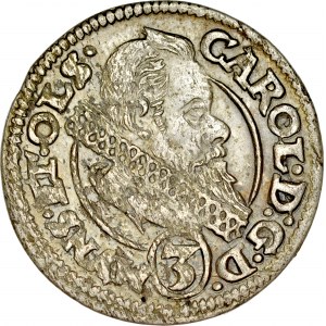 Śląsk, Księstwo Ziębicko-Oleśnickie, Karol II 1587-1617, 3 krajcary 1614, Oleśnica.