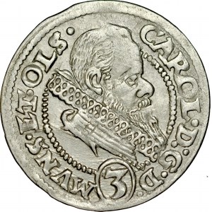Śląsk, Księstwo Ziębicko-Oleśnickie, Karol II 1587-1617, 3 krajcary 1615, Oleśnica.