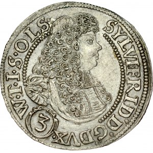 Śląsk, Księstwo Wirtembersko-Oleśnickie, Sylwiusz Fryderyk 1668-1697, 3 krajcary 1675, Oleśnica.