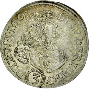 Śląsk, Księstwo Wirtembersko-Oleśnickie, Sylwiusz Fryderyk 1668-1697, 3 krajcary 1675, Oleśnica.