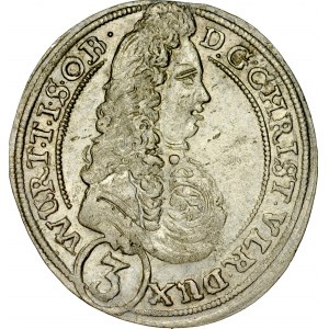 Śląsk, Księstwo Wirtembersko-Oleśnickie, Chrystian Ulryk 1668-1704, 3 krajcary 1696, Oleśnica.