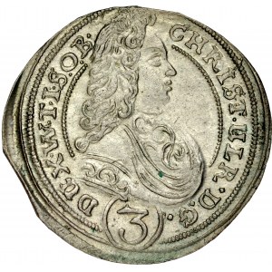 Śląsk, Księstwo Wirtembersko-Oleśnickie, Chrystian Ulryk 1668-1704, 3 krajcary 1701, Oleśnica.