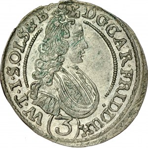 Śląsk, Księstwo Wirtembersko-Oleśnickie, Karol Fryderyk 1704-1744, 3 krajcary 1708, Oleśnica.