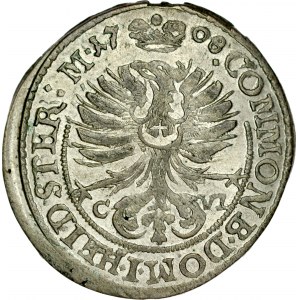 Śląsk, Księstwo Wirtembersko-Oleśnickie, Karol Fryderyk 1704-1744, 3 krajcary 1708, Oleśnica.